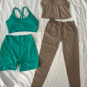 Fit Booty Apparel Green and Tan Activewear Set 2X